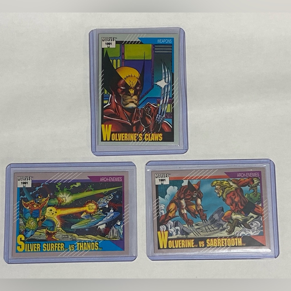 1991 Marvel Trading Cards Lot of 3 Arch Enemies, Weapons Excellent-Mint